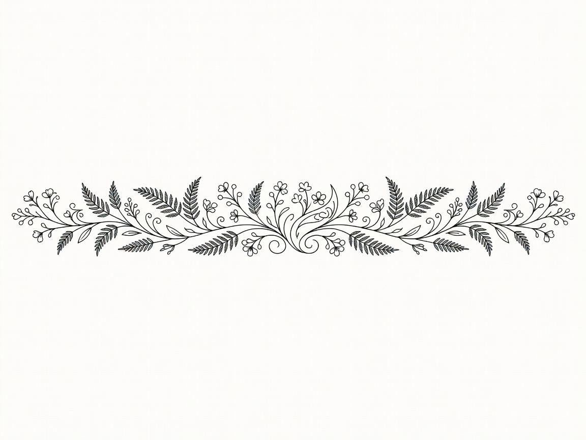 Elegant botanical decorative divider line for footer